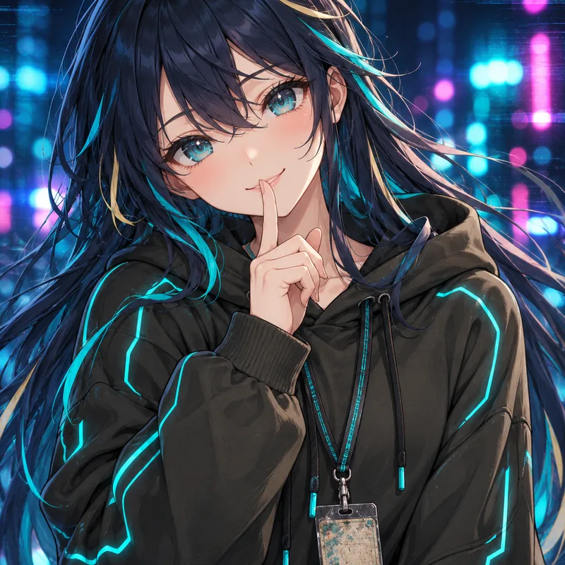 幻ネオン cover: Hikari with a finger to her lips